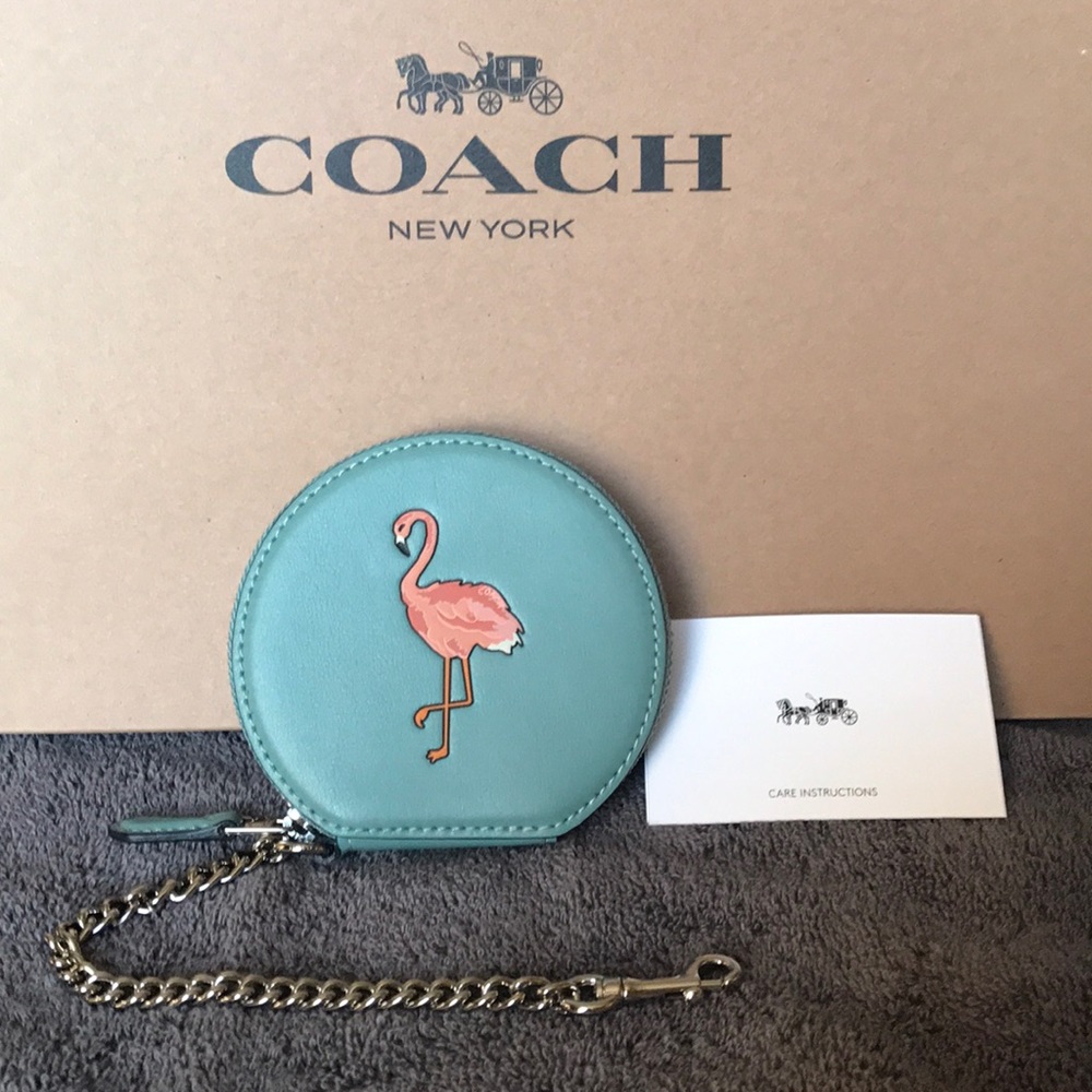 🛍SOLD📦 Coach Flamingo Round Coin Case